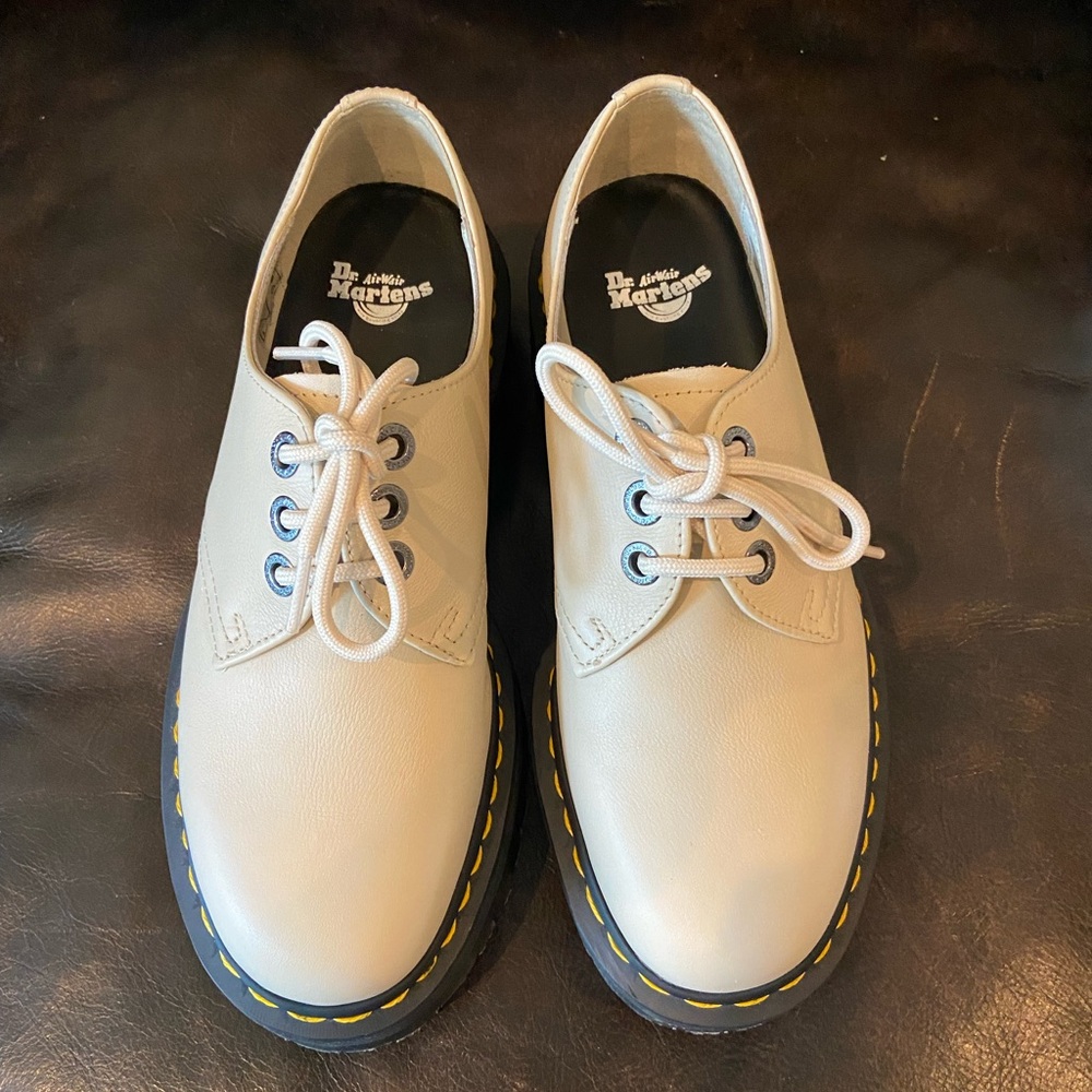 Dr. Martens Cream Platform Shoes - Picture 3 of 11
